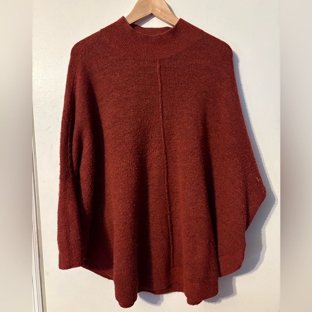 LOFT Rust Poncho Sweater